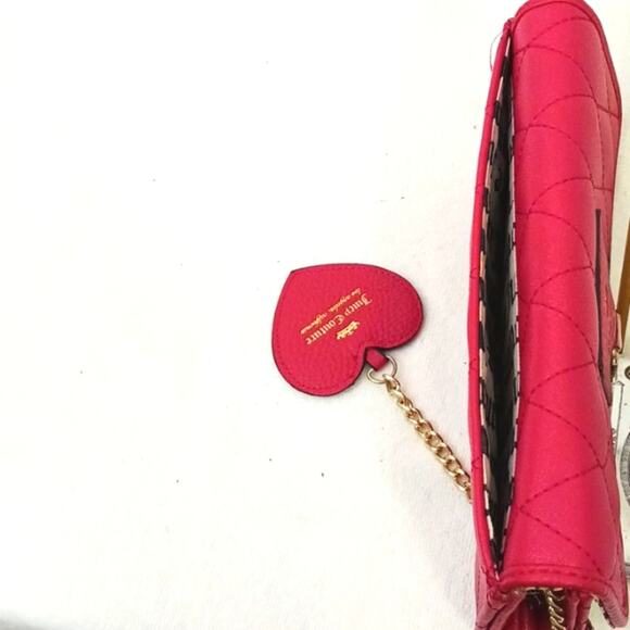 Y2K Juicy Couture Quilted Leather Long Wallet chain Heart Charm Barbiecore VNTG - Picture 11 of 16